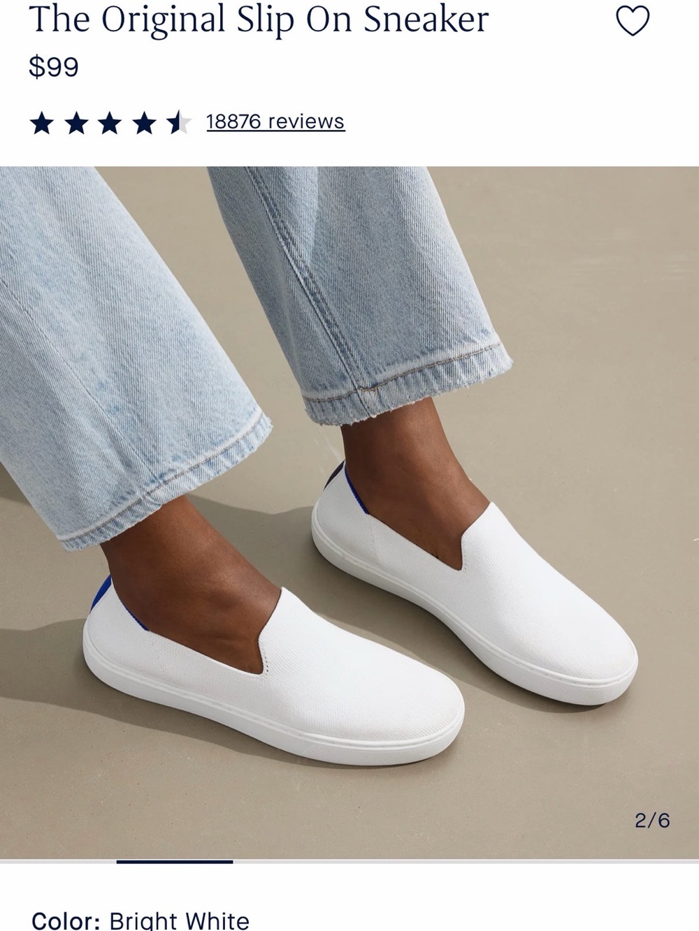 Rothy's Slip-On Loafers in Bright White with Blue Insole - Picture 3 of 12